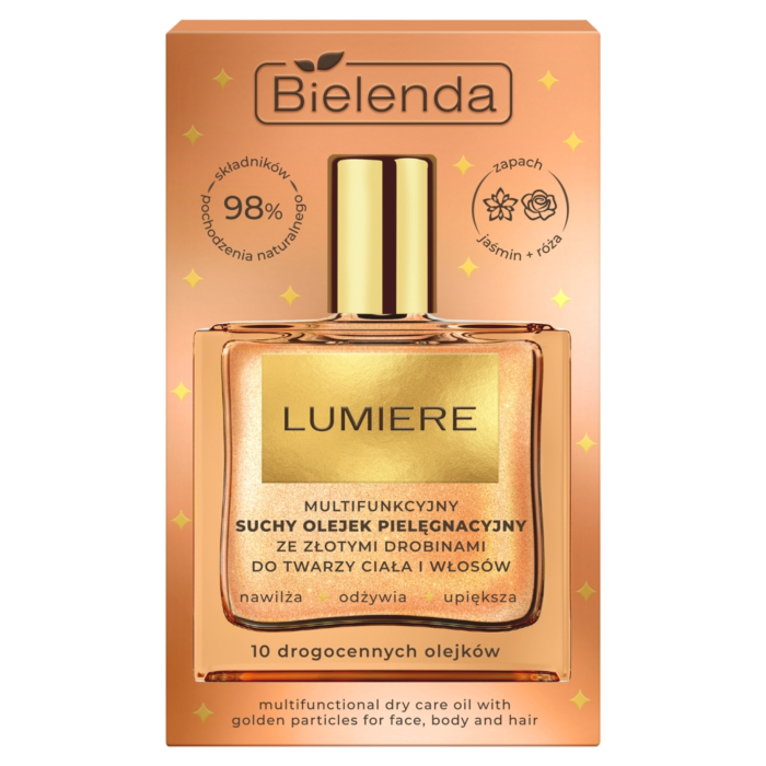 Bielenda Lumiere Multifunkcyjny Suchy Olejek pielęgnacyjny ze złotymi drobinami 