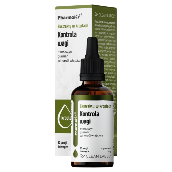 PharmoVit Clean Label Ekstrakty w kroplach Kontrola wagi Płyn