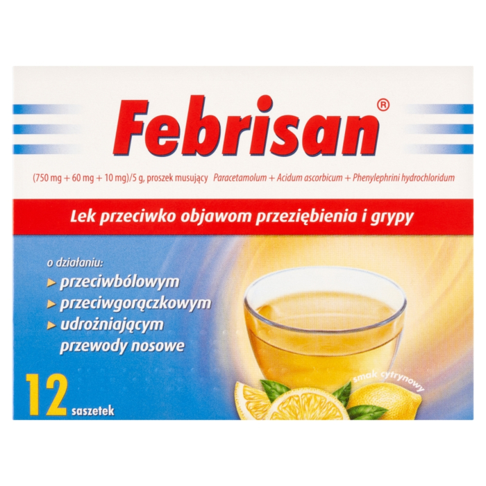 Febrisan (750 mg + 60 mg + 10 mg)/5 g 12 sasz.