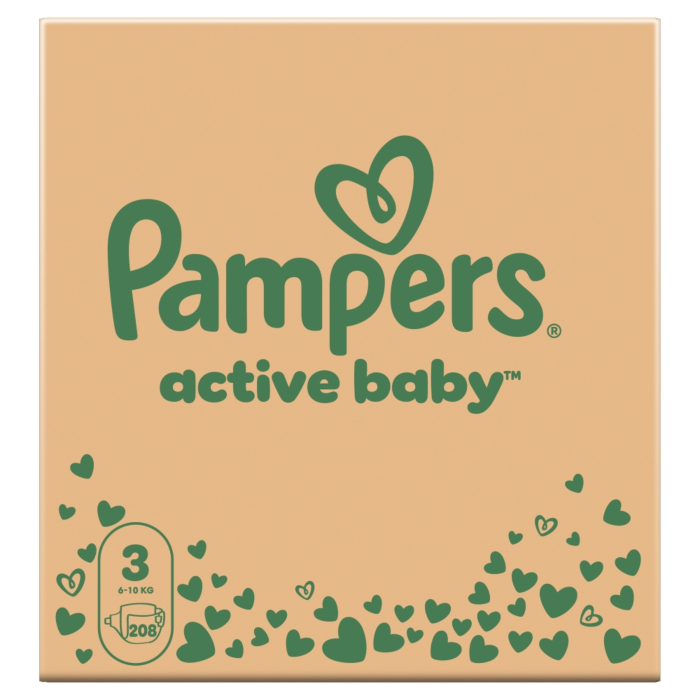 Pampers Active Baby Pieluchy (3) Midi, 208 szt.