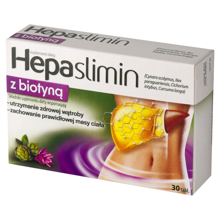 Hepaslimin z Biotyną, Preparat wspomagający pracę wątroby, Tabletki