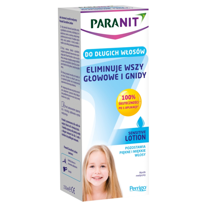 Paranit Sensitive Lotion, Płyn likwidujący wszy i gnidy, Do długich włosów