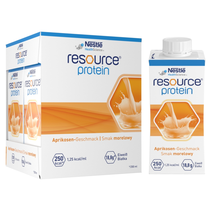 Nestlé Resource Protein Preparat odżywczy w płynie smak morelowy 4 x 200 ml