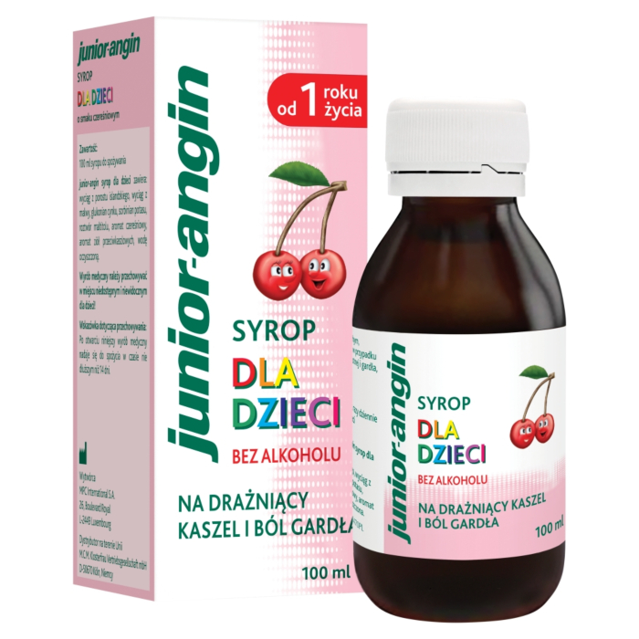 Junior-angin, Syrop na kaszel i gardło dla dzieci od 1. roku życia, Smak czereśniowy