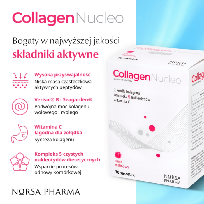Collagen Nucleo Smak malinowy Proszek w saszetkach, 30 szt.