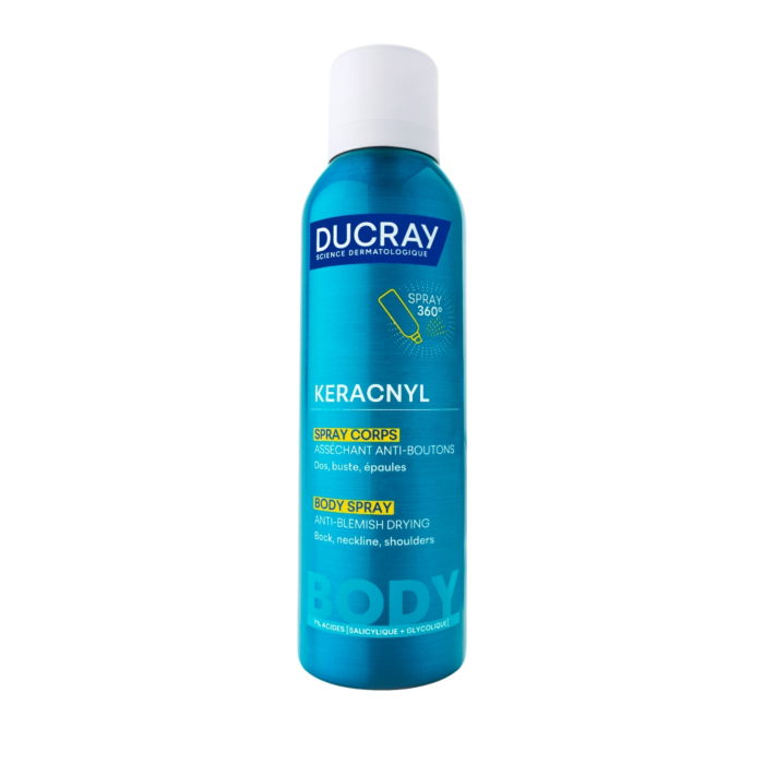 Ducray Keracnyl Wysuszający spray do ciała przeciw niedoskonałościom, 150 ml