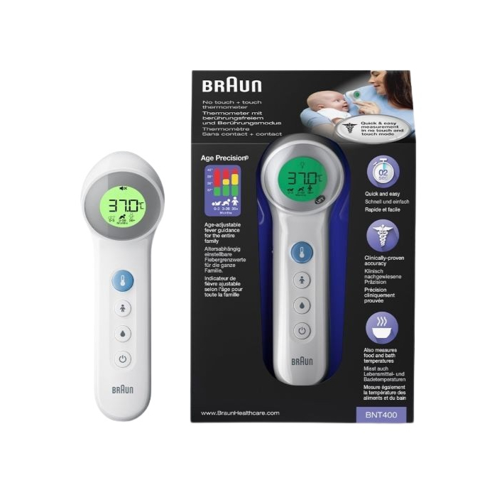 Braun BNT400, Termometr bezdotykowy do czoła, Biały