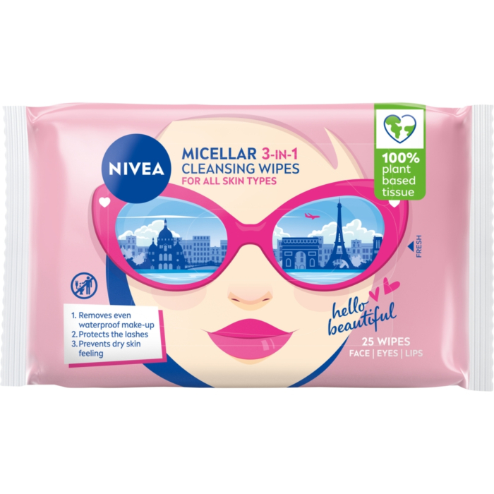 Nivea  Pielęgnujące chusteczki micelarne do demakijażu wszystkie typy cery, 25szt.