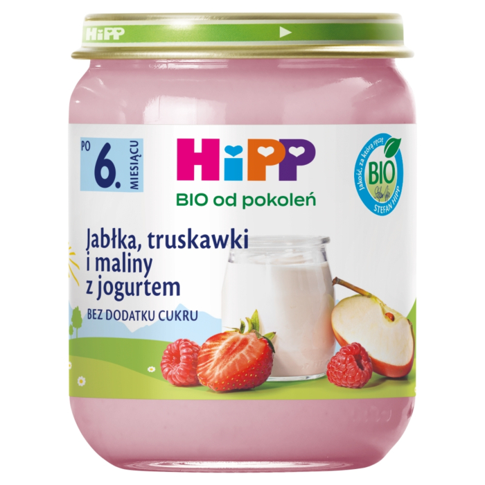 Hipp Jabłka, truskawki i maliny z jogurtem BIO