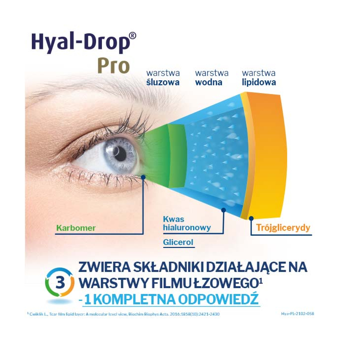 Hyal-Drop Pro, Nawilżające krople do oczu, 0,24% hialuronianu sodu