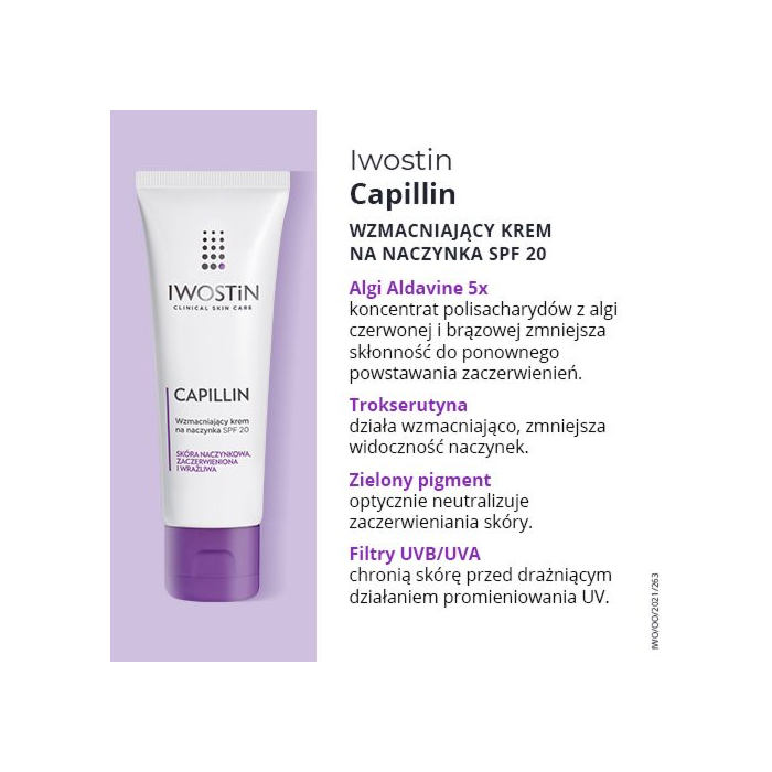 Iwostin Capillin Wzmacniajacy krem na naczynka SPF 20, Lekka konsystencja