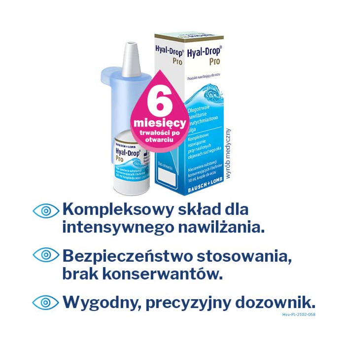 Hyal-Drop Pro, Nawilżające krople do oczu, 0,24% hialuronianu sodu