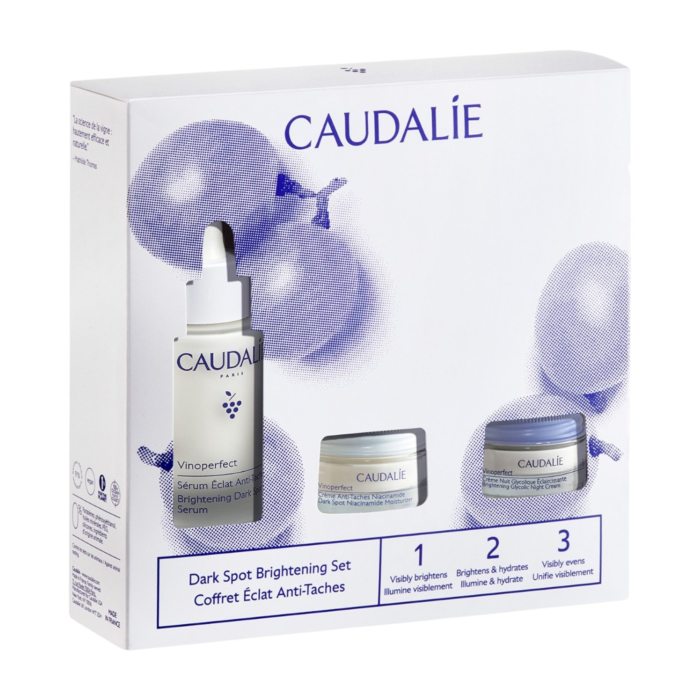 Caudalie Vinoperfect Spring Zestaw: serum na przebarwienia + krem dzienny na przebarwienia + krem nocny na przebarwienia 