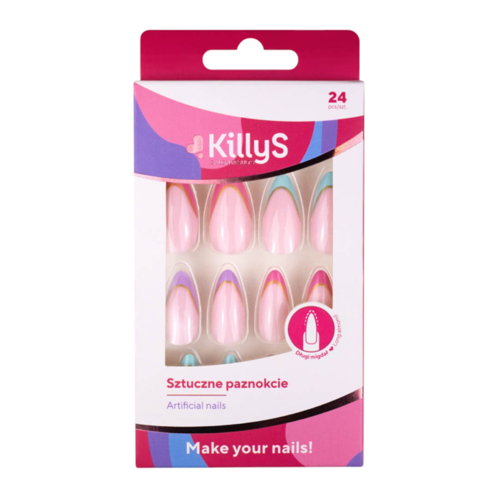 Killys Sztuczne paznokcie Almond Color Metallic French
