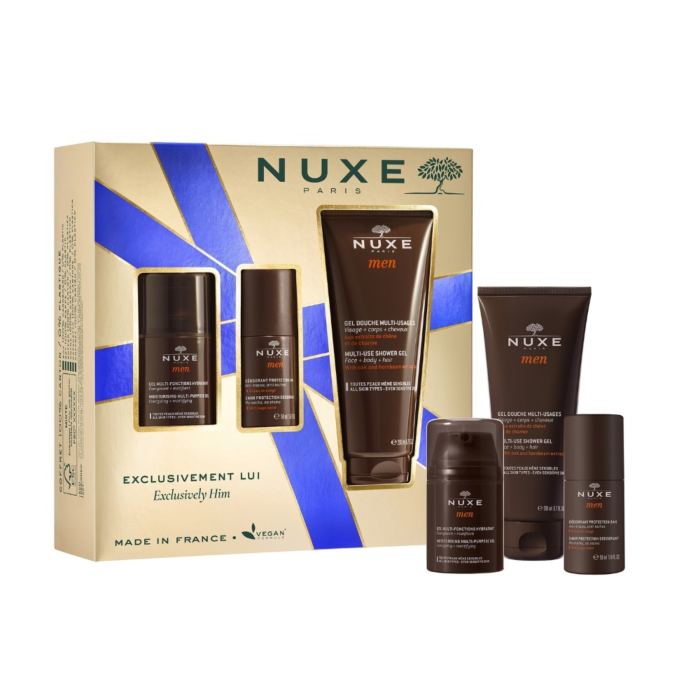 Nuxe Men (Żel nawilżający do twarzy + Dezodorant + Żel pod prysznic )