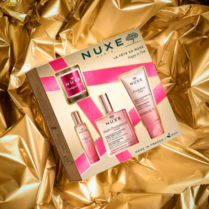 Nuxe Huile Prodigieuse® Florale Zestaw (Olejek 100ml + Perfumy 15ml + Żel pod prysznic 100ml + Świeca 70g)
