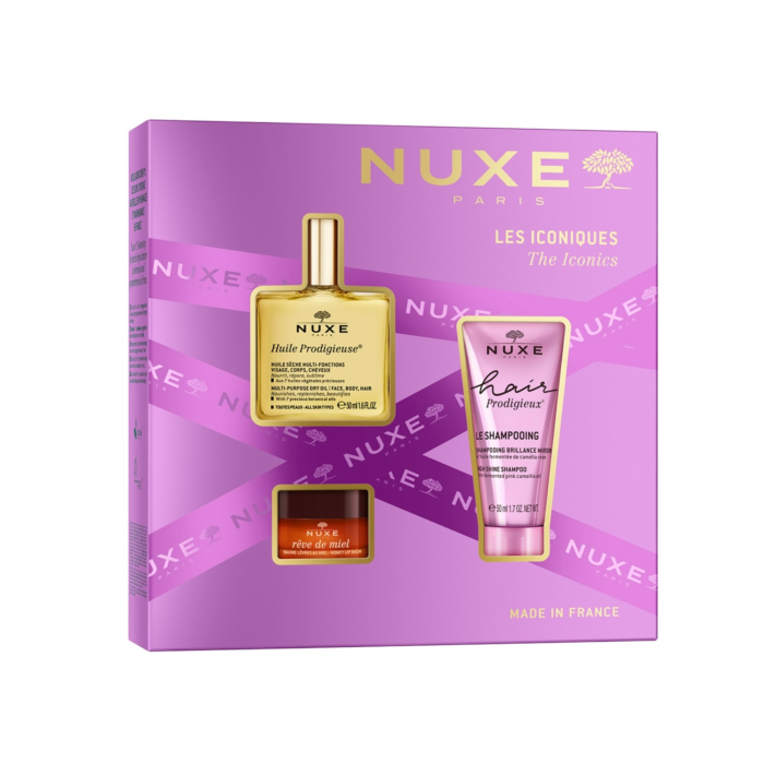Nuxe zestaw Bestsellery: HP 50ml + HP Szampon 50ml + Reve de Miel Balsam do ust 15ml