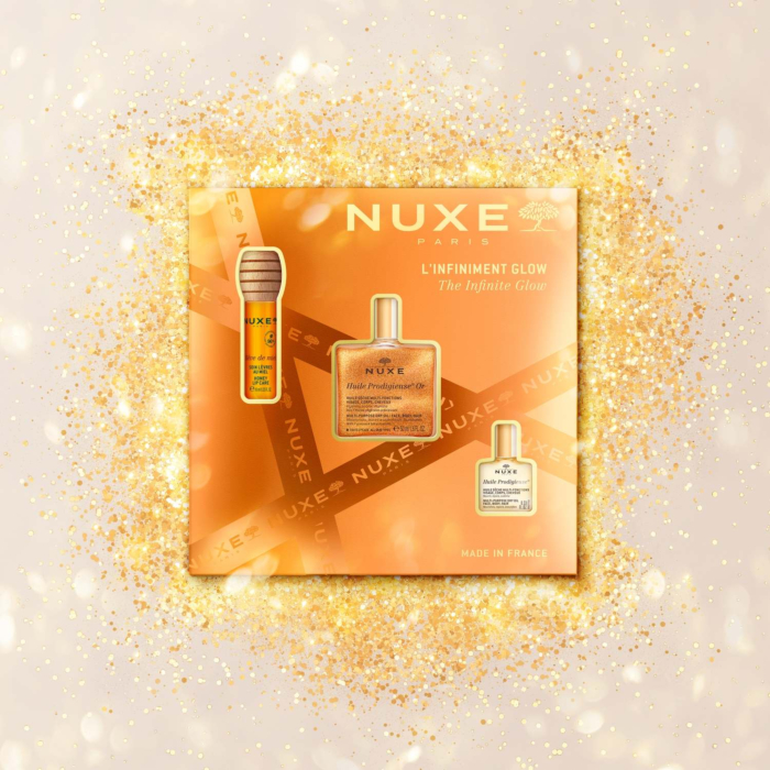 Nuxe zestaw Glow: HP Or 50ml + Reve de Miel Olejek do ust 10ml + HP 10ml