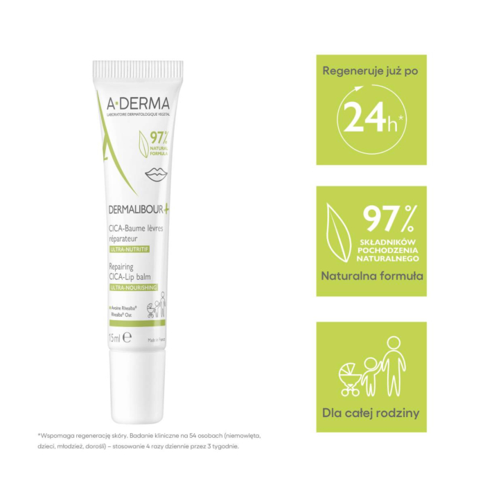 A-Derma Dermalibour+ Cica - Regenerujący balsam do ust 15ml