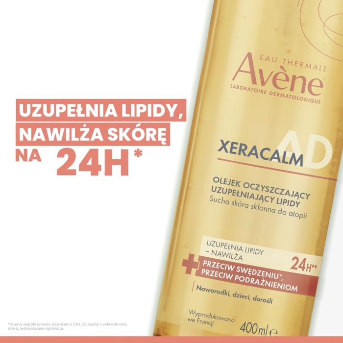 Avene XeraCalm A.D Olejek oczyszczający uzupełniający lipidy do skóry suchej i skłonnej do atopii, 400 ml