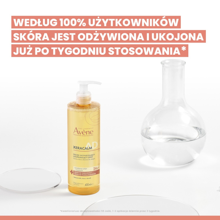 Avene XeraCalm A.D Olejek oczyszczający uzupełniający lipidy do skóry suchej i skłonnej do atopii, 400 ml