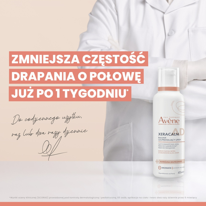 Avène XeraCalm A.D Balsam uzupełniający lipidy do skóry bardzo suchej, atopowej i nadwrażliwej, 400 ml