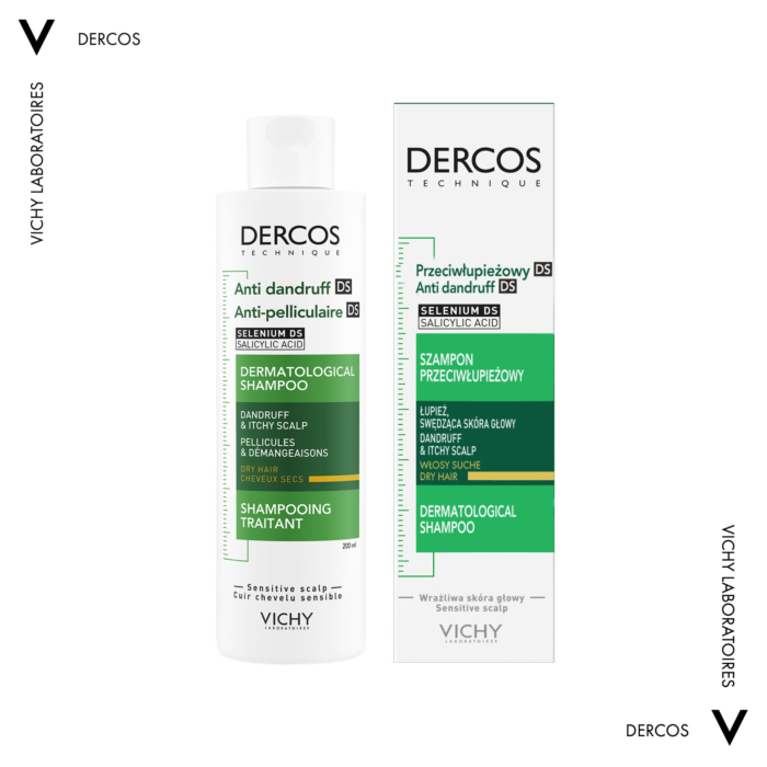 Vichy Dercos Szampon przeciwłupieżowy do włosów suchych, 200 ml