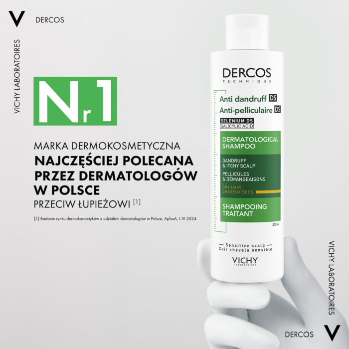 Vichy Dercos Szampon przeciwłupieżowy do włosów suchych, 200 ml