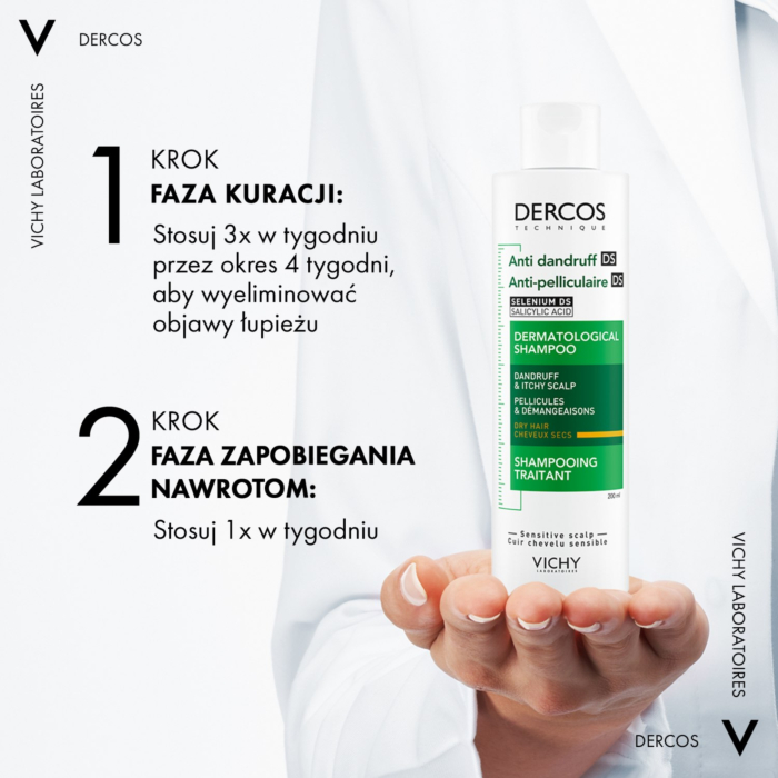 Vichy Dercos Szampon przeciwłupieżowy do włosów suchych, 200 ml