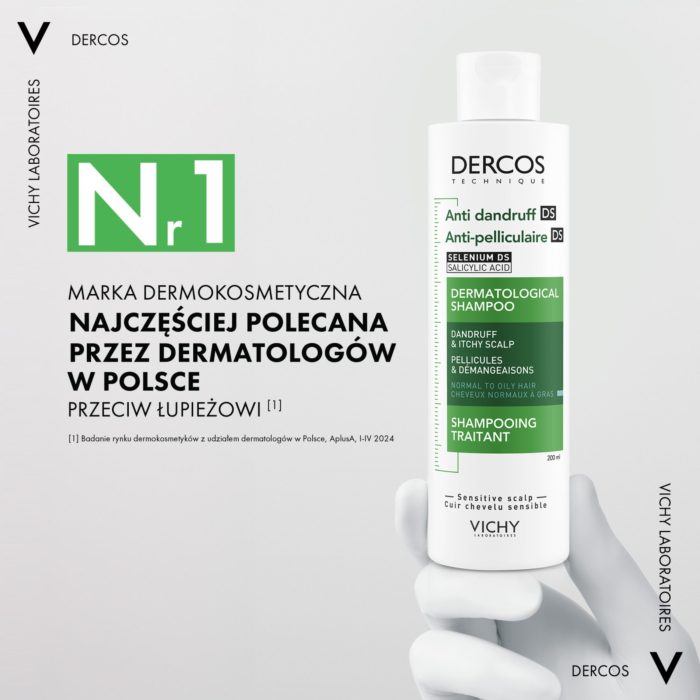 Vichy Dercos Szampon przeciwłupieżowy do włosów normalnych i przetłuszczających się, 200 ml