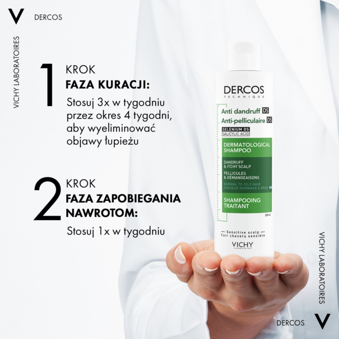 Vichy Dercos Szampon przeciwłupieżowy do włosów normalnych i przetłuszczających się, 200 ml