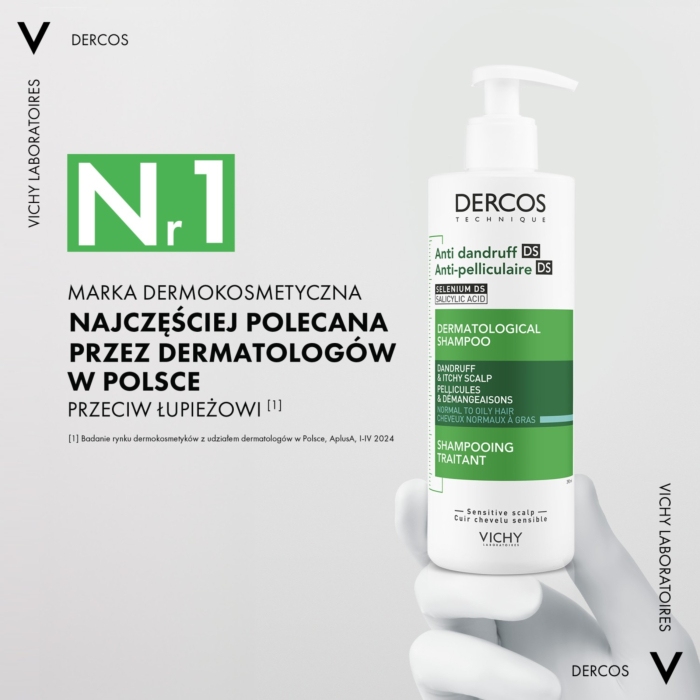 Vichy Dercos Szampon przeciwłupieżowy do włosów normalnych i przetłuszczających się, 390 ml