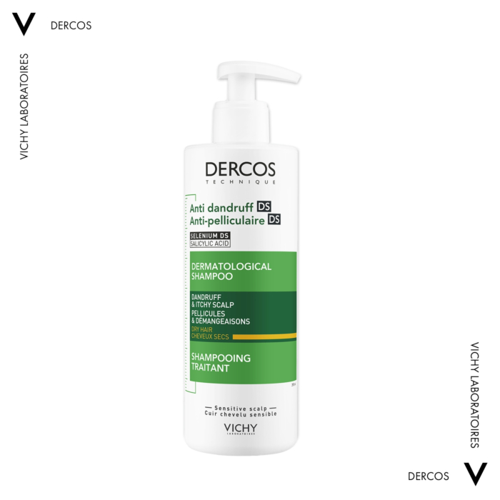 Vichy Dercos Szampon przeciwłupieżowy do włosów suchych, 390 ml