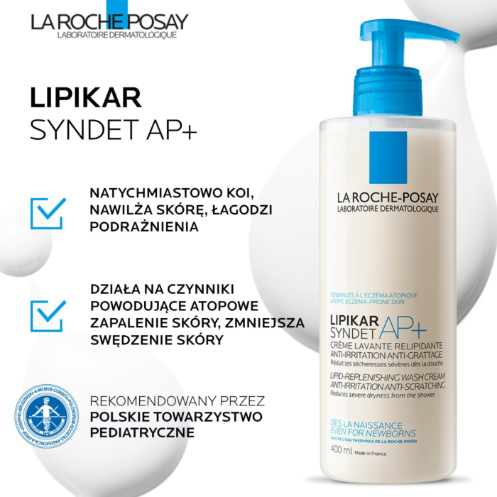 La Roche-Posay Lipikar Syndet AP+ Krem do mycia twarzy i ciała do skóry suchej i podrażnionej, 200 ml