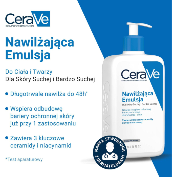CeraVe Nawilżająca emulsja do skóry normalnej, suchej i bardzo suchej, 236 ml