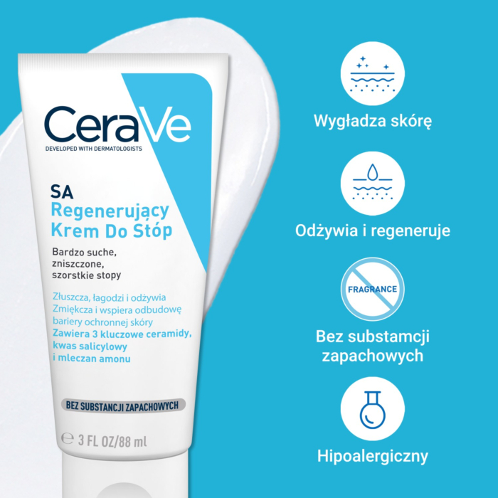 CeraVe SA Regenerujący krem do stóp do skóry bardzo suchej i szorstkiej