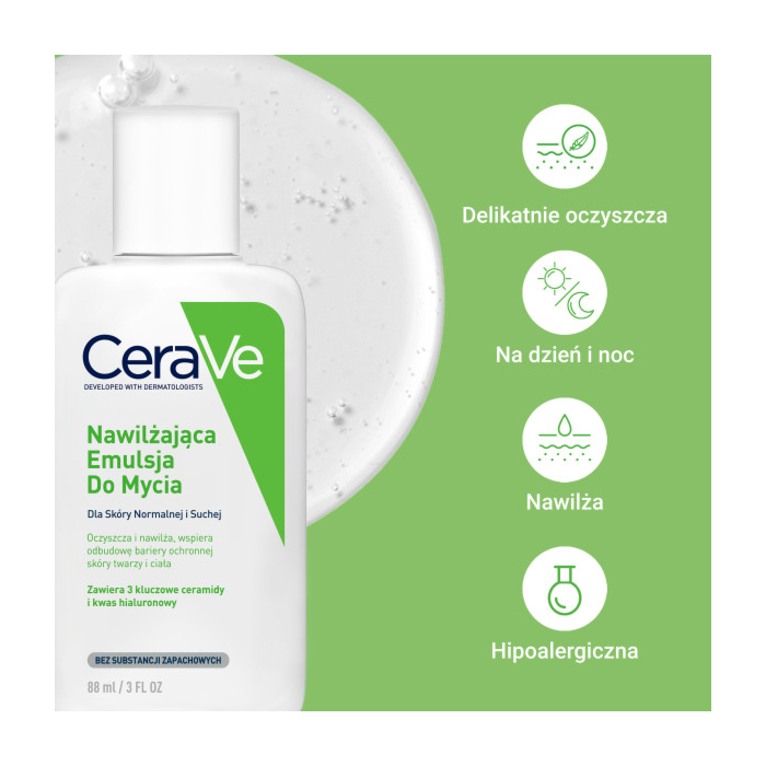 Cerave Nawilżająca emulsja do mycia twarzy i ciała, 88ml