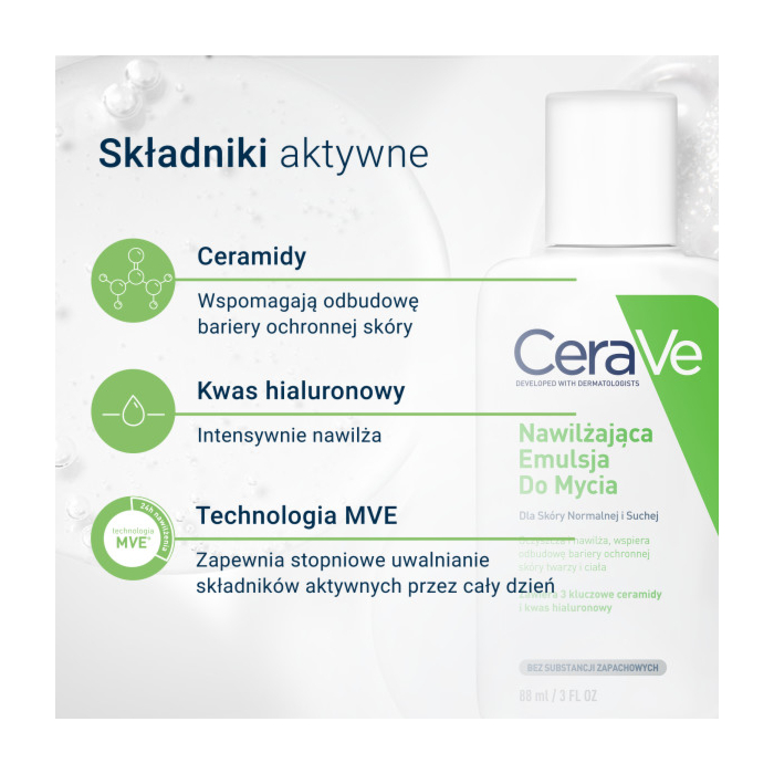 Cerave Nawilżająca emulsja do mycia twarzy i ciała, 88ml