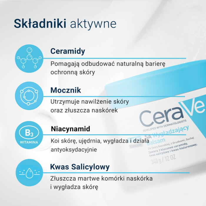 CeraVe Wygładzający balsam do skóry szorstkiej, z grudkami, suchej, 340 g