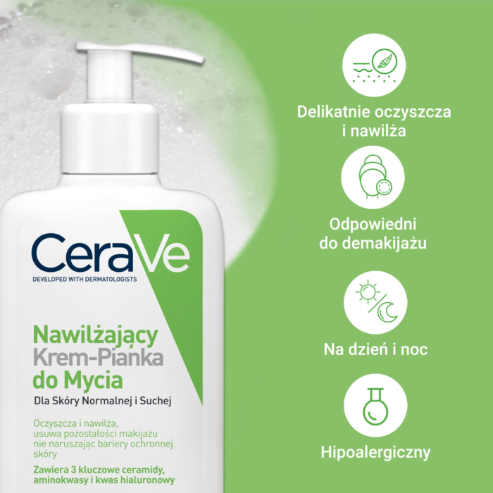CeraVe Nawilżający krem-pianka do mycia do skóry normalnej i suchej 236 ml