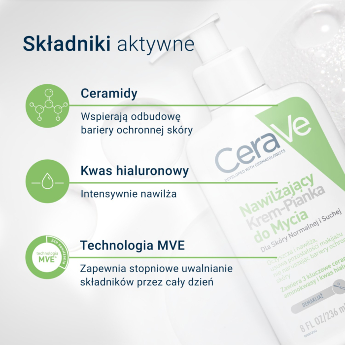 CeraVe Nawilżający krem-pianka do mycia do skóry normalnej i suchej 236 ml