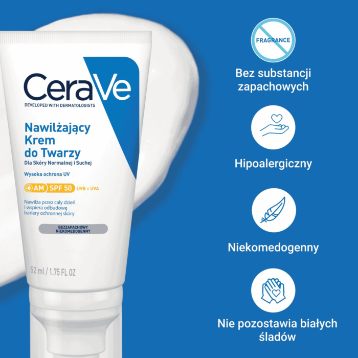 CeraVe Nawilżający krem do twarzy SPF50 do skóry normalnej i suchej
