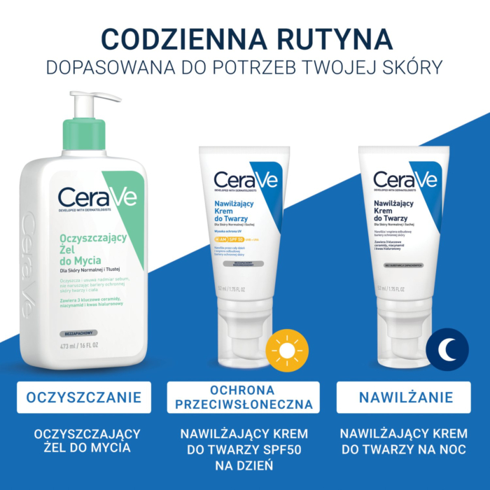 CeraVe Nawilżający krem do twarzy SPF50 do skóry normalnej i suchej