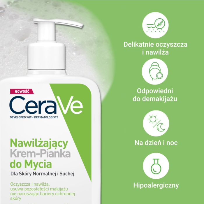 CeraVe Nawilżający krem-pianka do mycia do skóry normalnej i suchej 473 ml