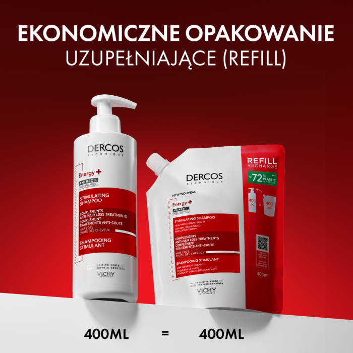 Vichy Dercos Szampon do włosów wzmacniający Refill, 400 ml