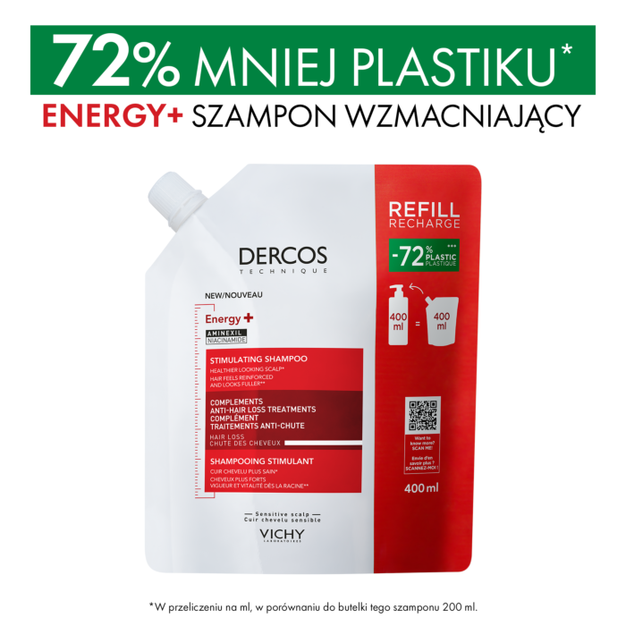 Vichy Dercos Szampon do włosów wzmacniający Refill, 400 ml