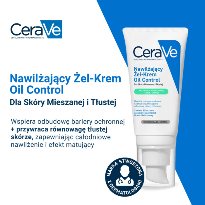 Cerave Nawilżający żel-krem Oil Control dla skóry mieszanej i tłustej