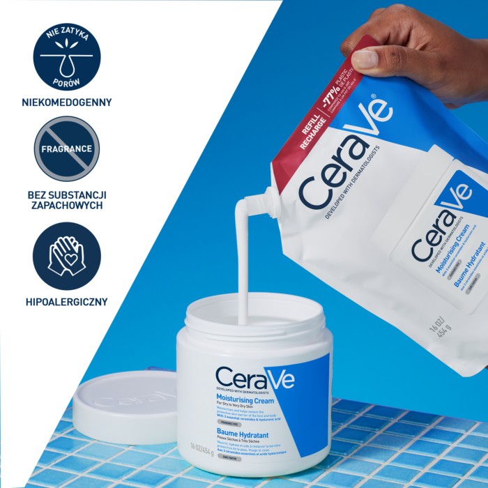 CeraVe Nawilżający balsam do twarzy i ciała Refill, 454 g