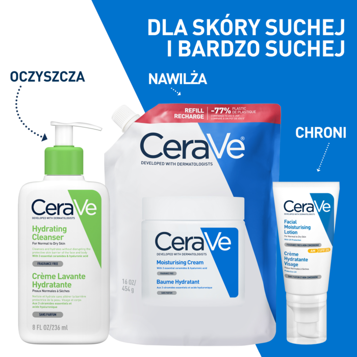 CeraVe Nawilżający balsam do twarzy i ciała Refill, 454 g