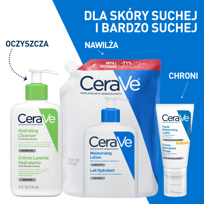 CeraVe Nawilżająca emulsja do twarzy i ciała Refill, 473 ml